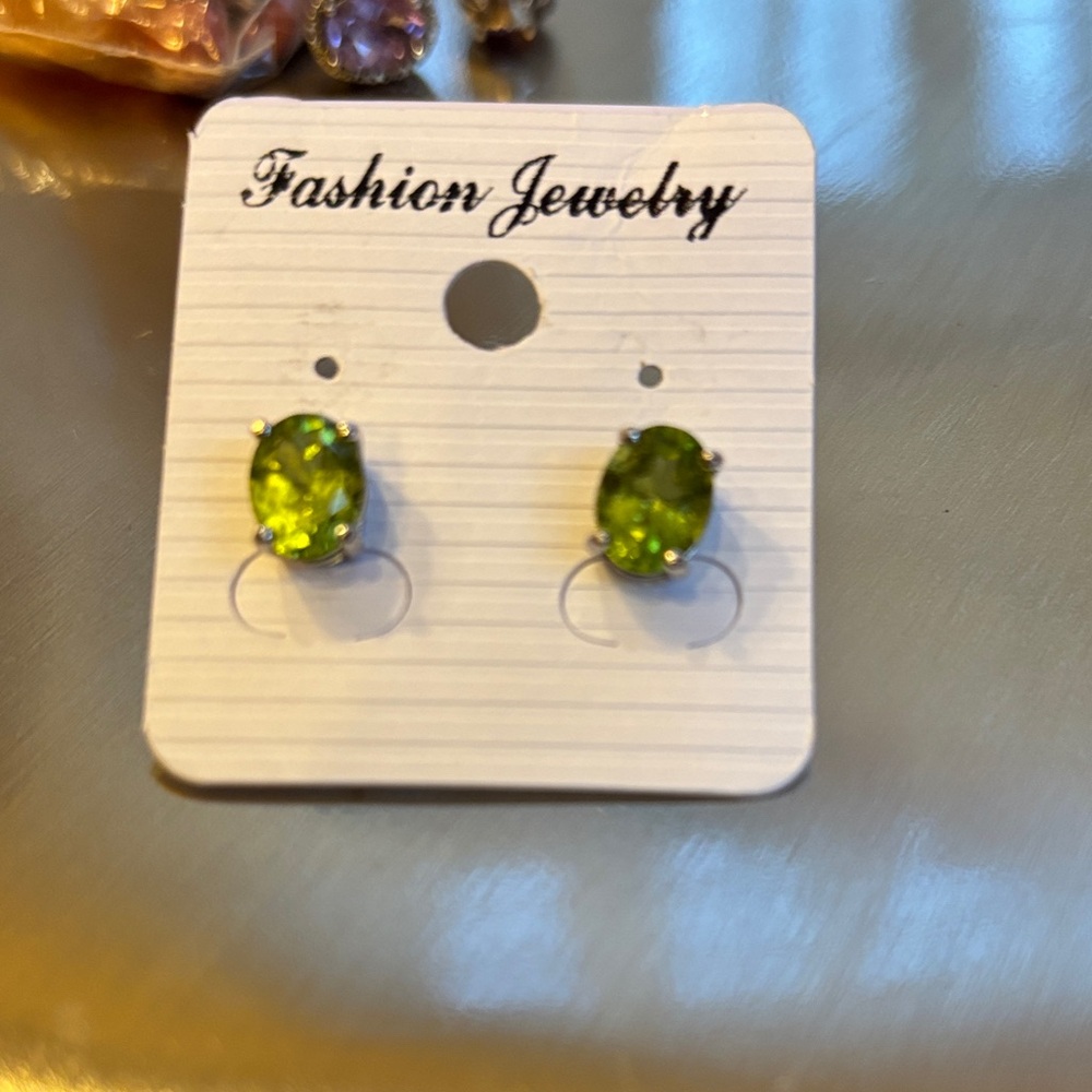 Peridot Stud Sterling Silver Earrings
